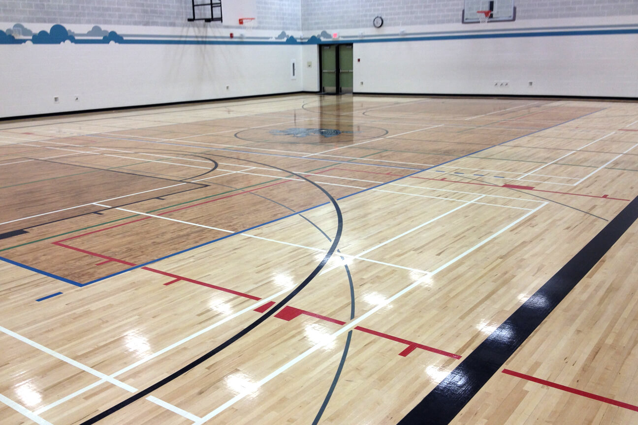 Gymnasium flooring Action hardwood at Griffith Scott Middle School (Millet, Alberta)