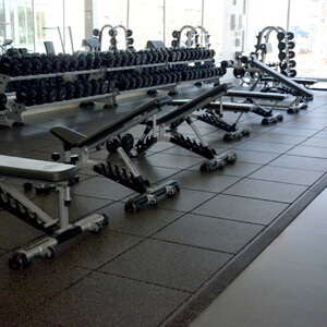 Fitness centre with high-performance rubber surface
