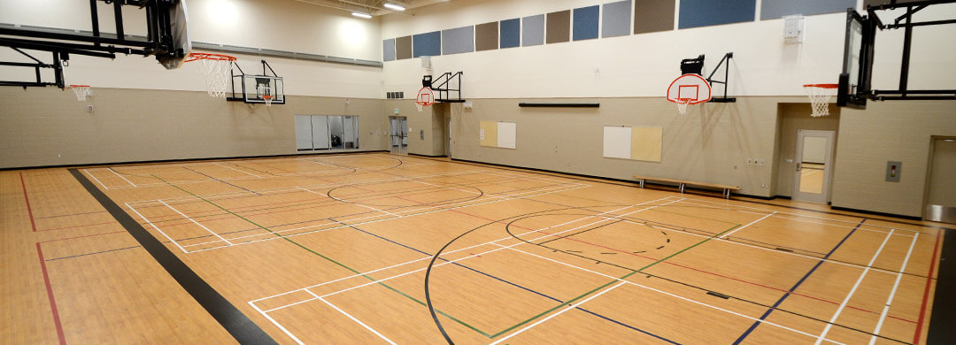 School gymnasium with a vinyl floor in Saskatchewan