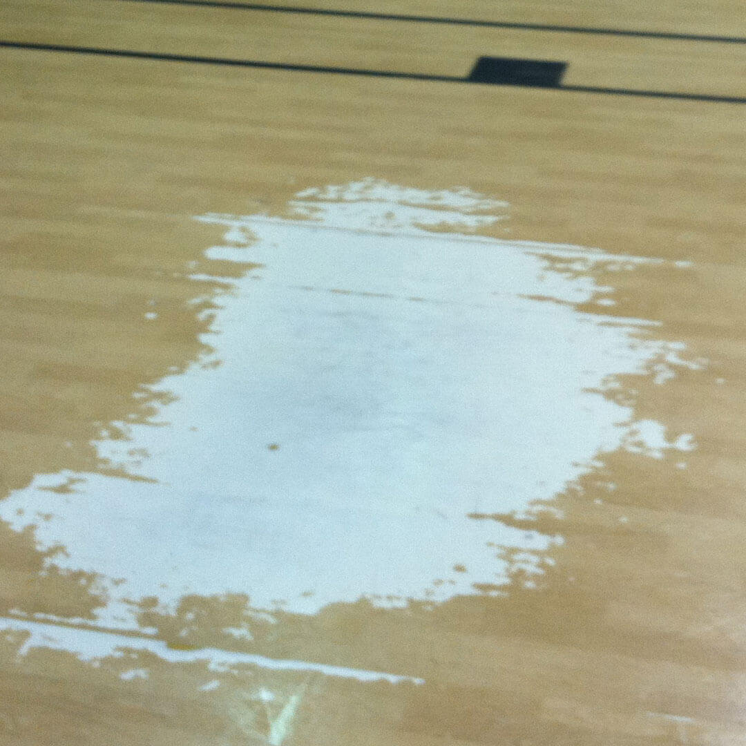 Worn sports floor