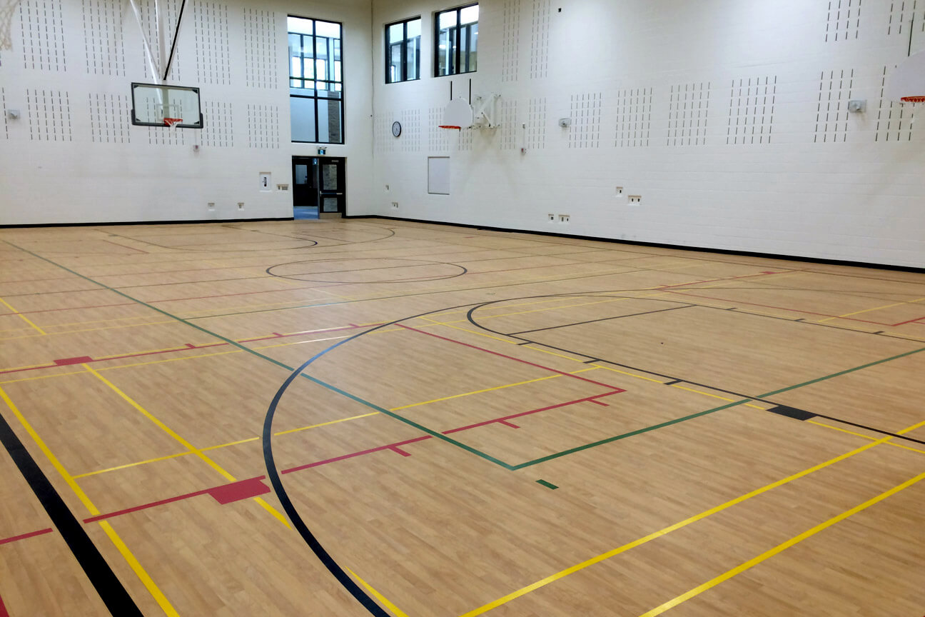 Omnisports gymnasium flooring at Martin Street Public School (Milton, Ontario)