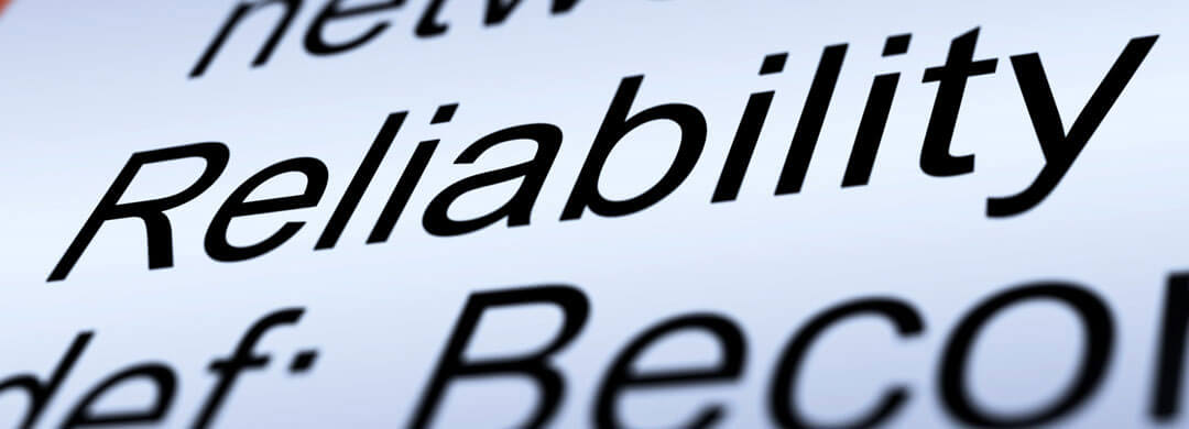 View of the word reliability in the dictionary