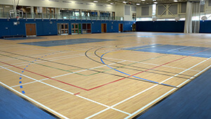 Sports flooring installed in a school gymnasium