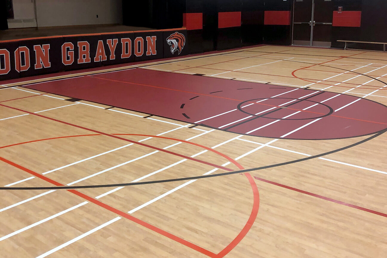 Gymnasium sports flooring at Gordon Graydon Sr. Public School (Brampton, Ontario)