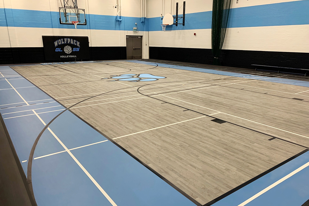 Omnisports gymnasium flooring at Great Lakes Secondary School (Sarnia, Ontario)