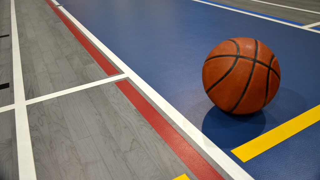 Cégep Gérald-Godin avec gymnase Omnisports et ballon de basketball